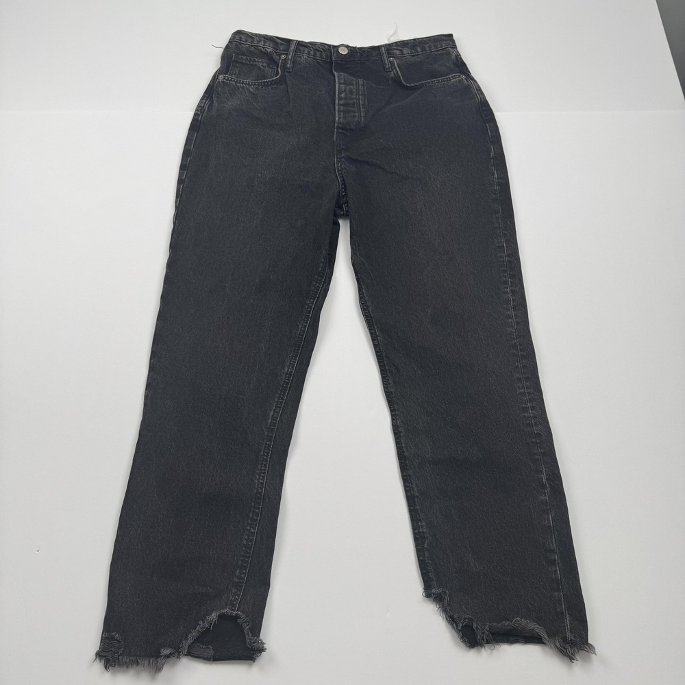 We The Free Jeans Womens 29 (31x26) Black Tapered Baggy Boyfriend Distressed